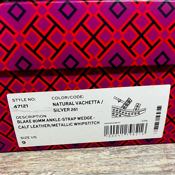 Tory Burch Natural Vachetta Ankle Strap Wedge Calf Leather Sandals - Picture 16 of 16